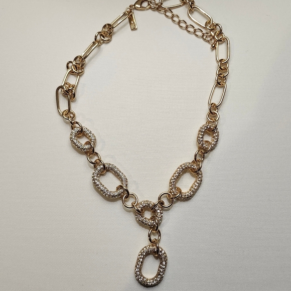 New W/Out Tags INC Gold-Tone Pave Chain Link Lariat Necklace - Picture 6 of 6